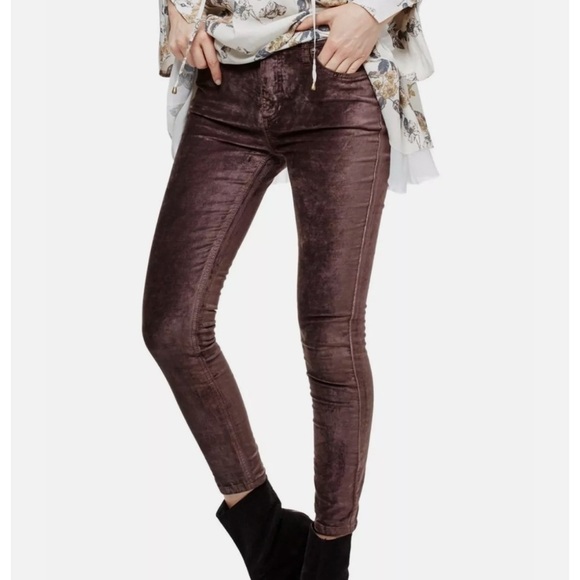 FREE PEOPLE Cyndi High Rise Stretch Velvet Pants - Picture 1 of 10